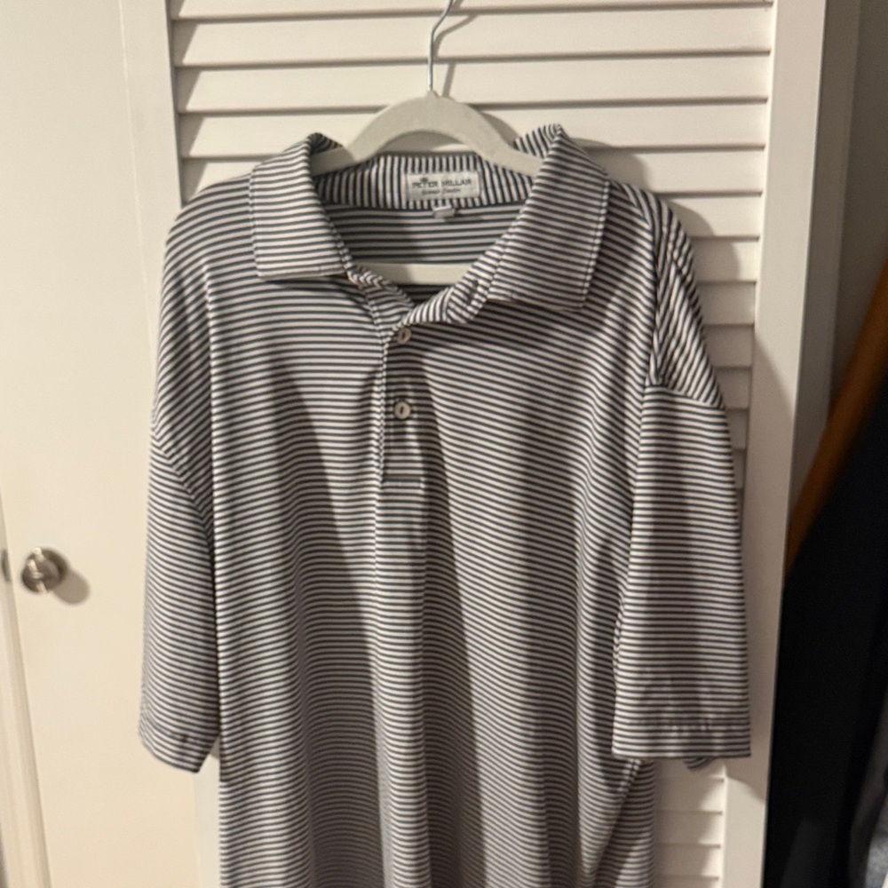 Dark Gray & White Striped Polo (Golf/Leisure)
